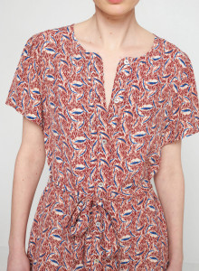 Robe longue à motifs en chaine et trame viscose - Sefiane 7722 blush - 51 Bordeaux