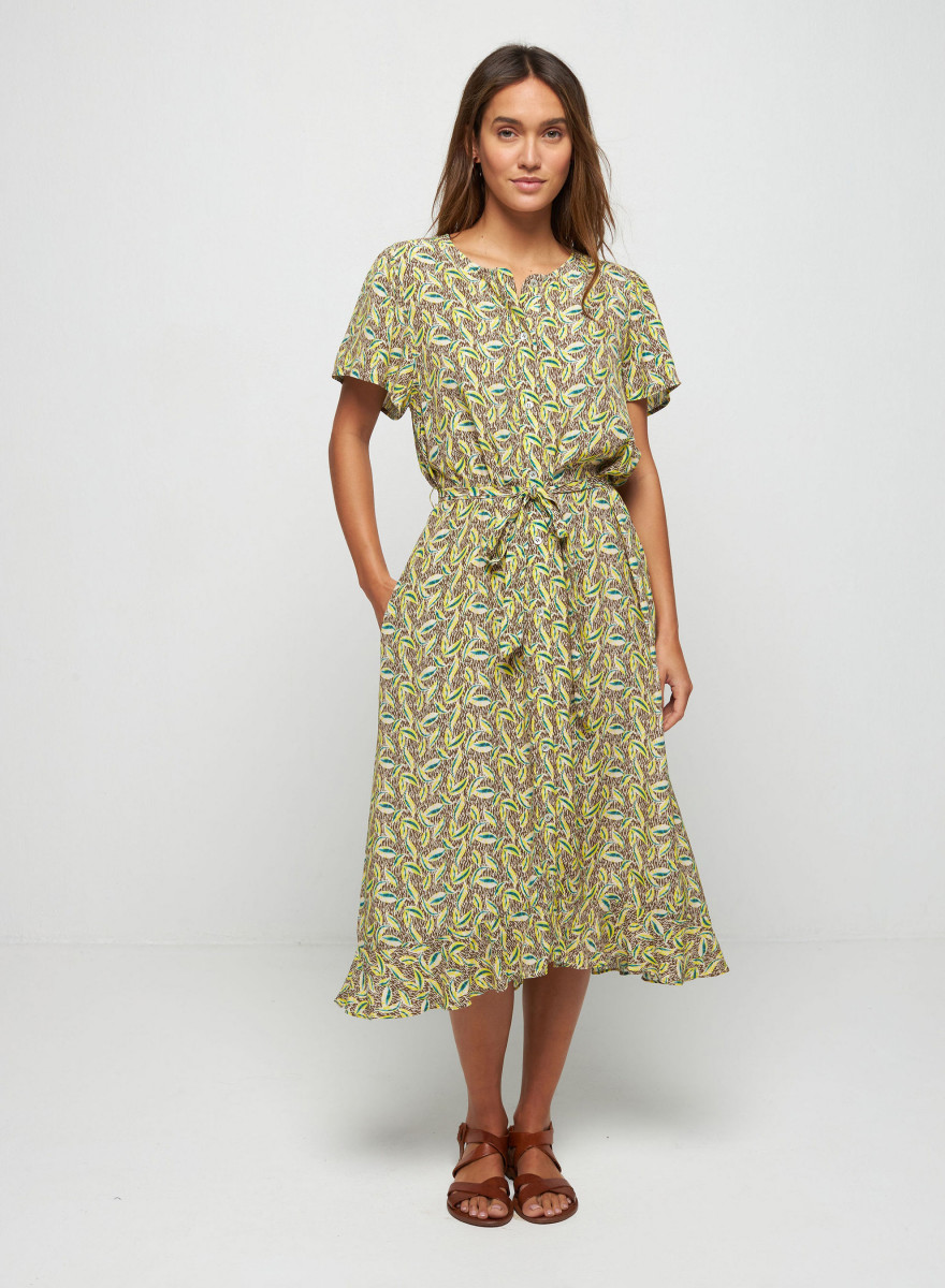 Robe longue à motifs en chaine et trame viscose - Sefiane