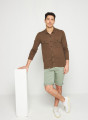 Chemise boutonnée en lin flammé - Randy 7650 kaki - 83 Kaki