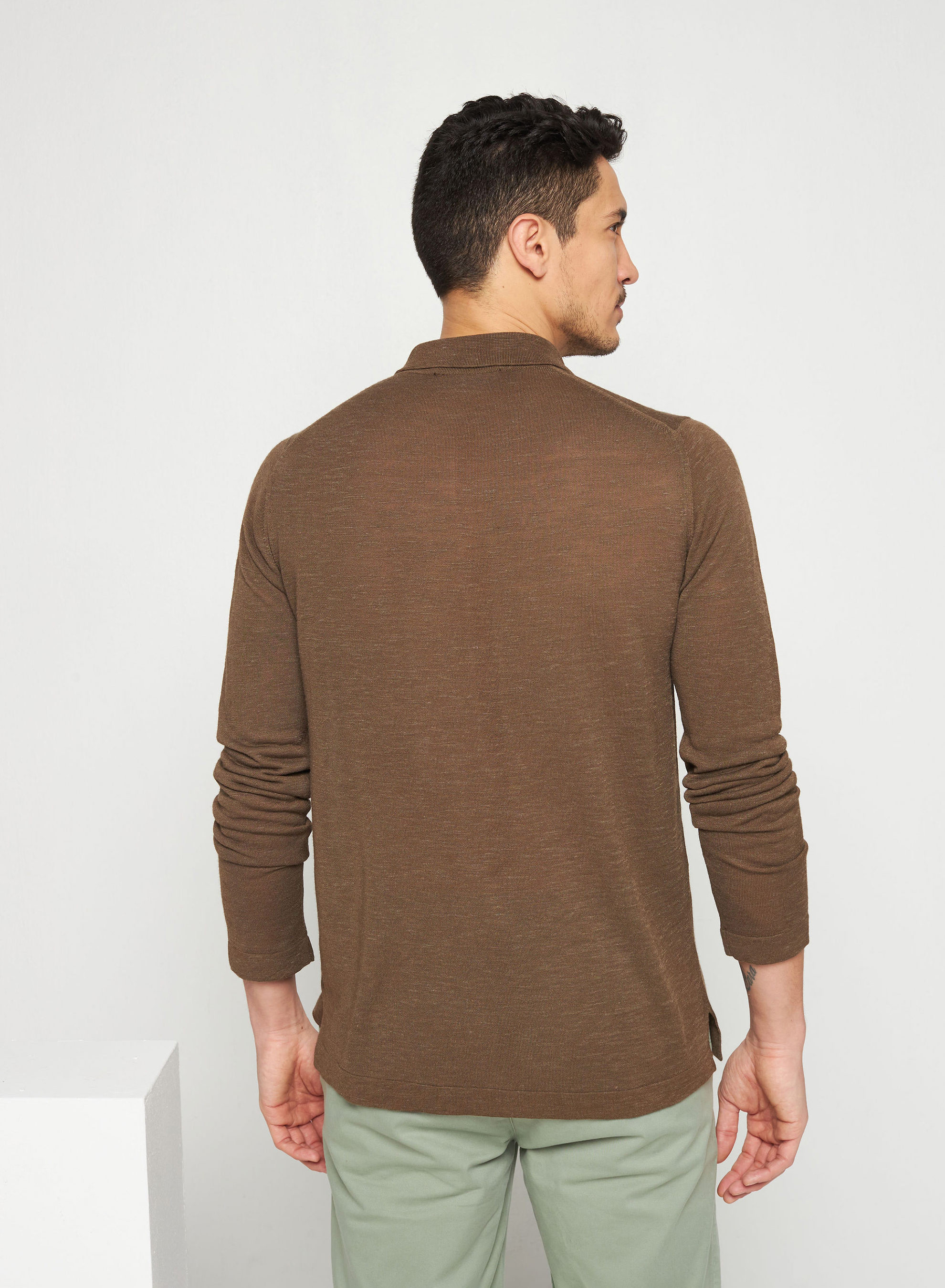 Chemise boutonnée en lin flammé - Randy 7650 kaki - 83 Kaki
