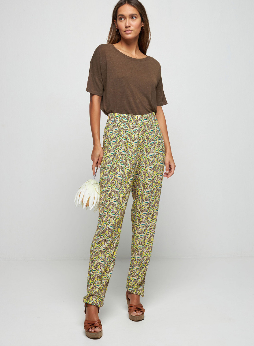 Patterned trousers in viscose warp and weft - Septime