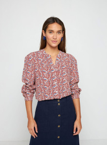 Chemisier manches longues à motifs en chaine et trame viscose - Seina 7722 blush - 51 Bordeaux