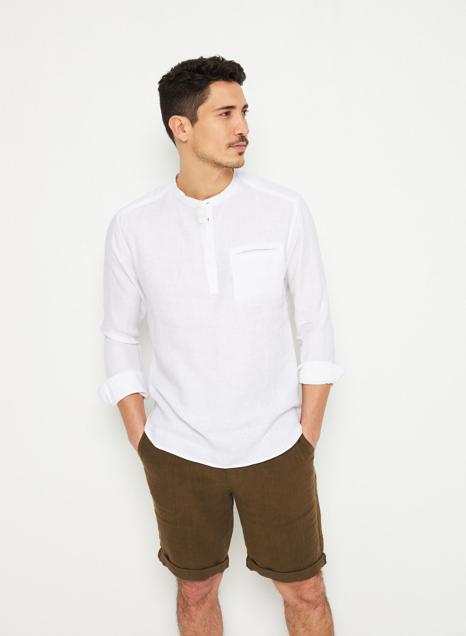 Chemise col tunisien en lin - Romeo