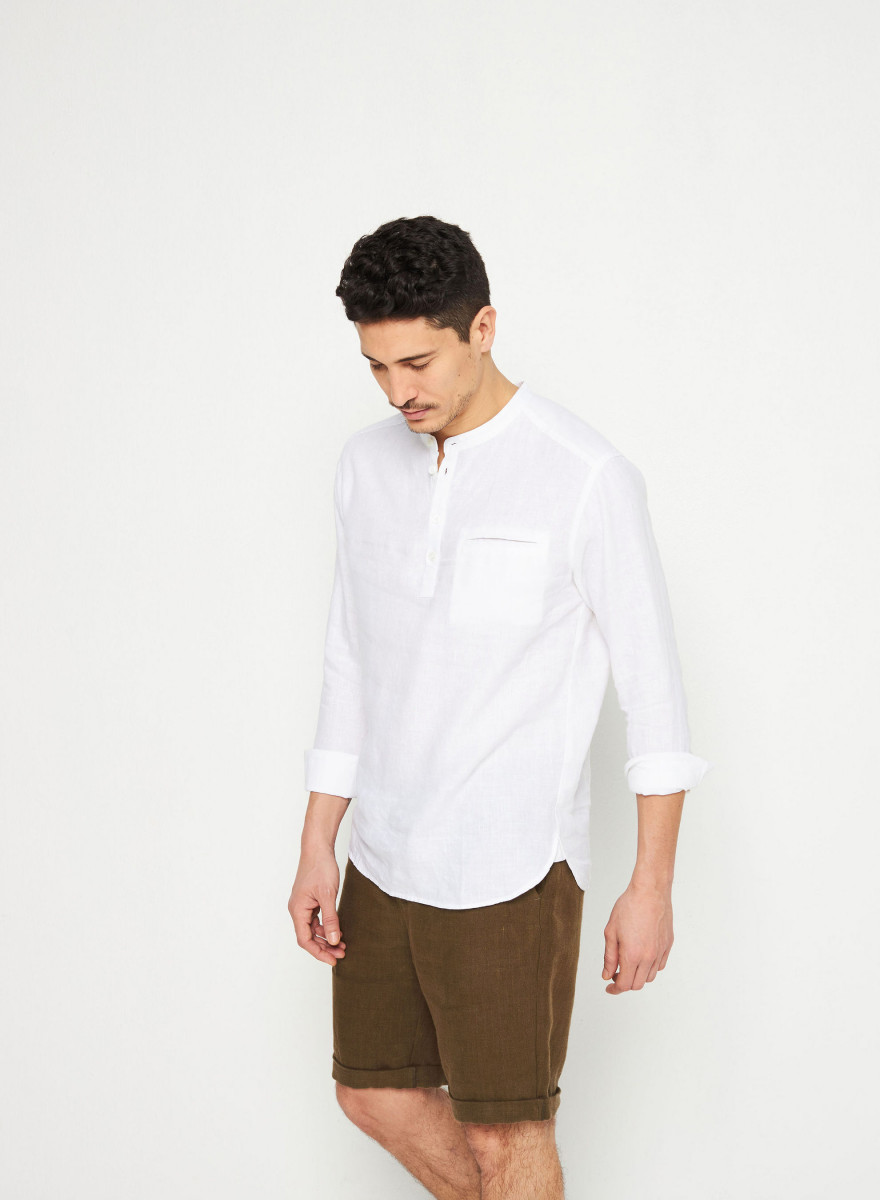 Linen shirt with tunisian collar - Romeo
