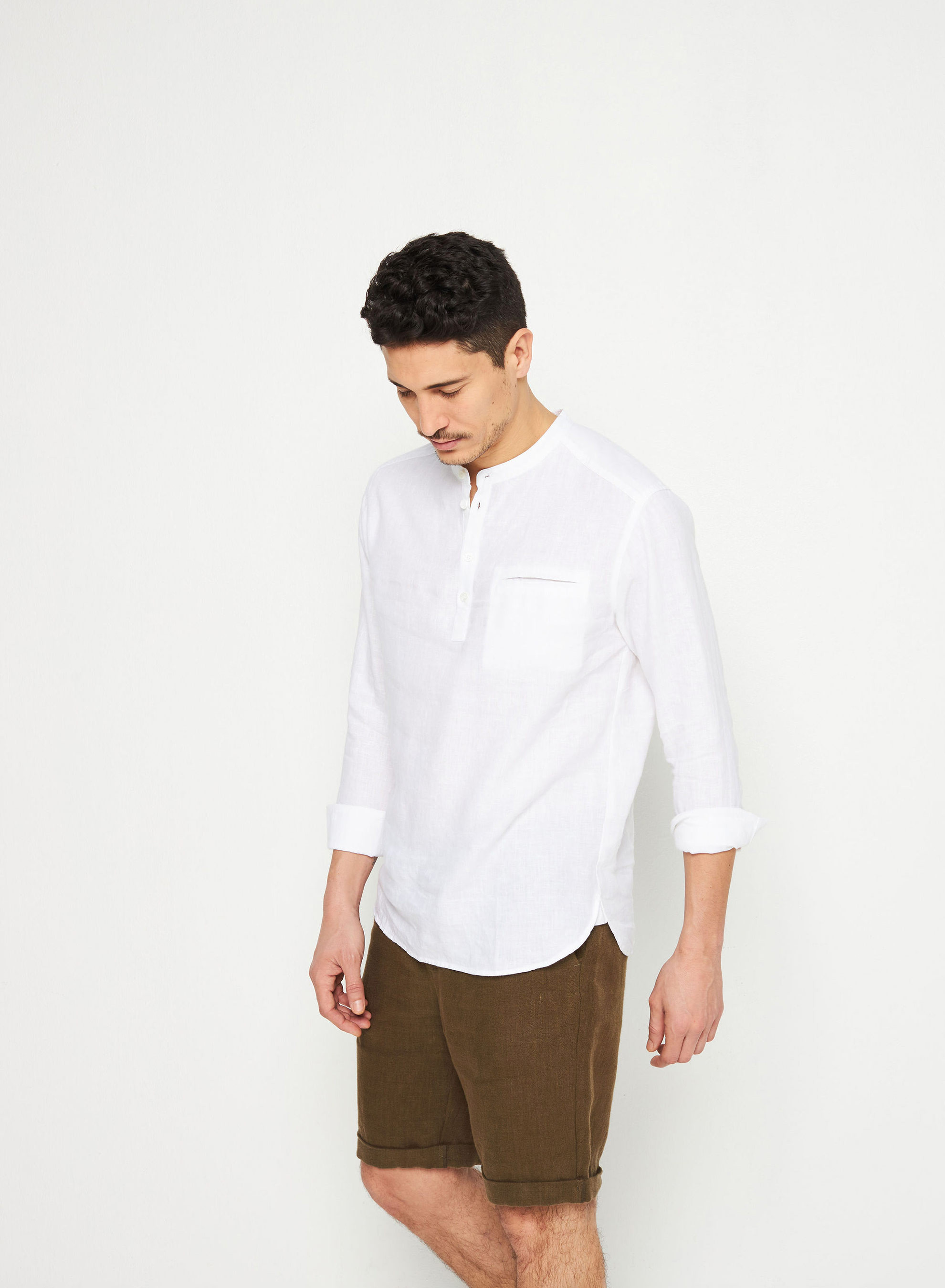 Chemise col tunisien en lin - Romeo