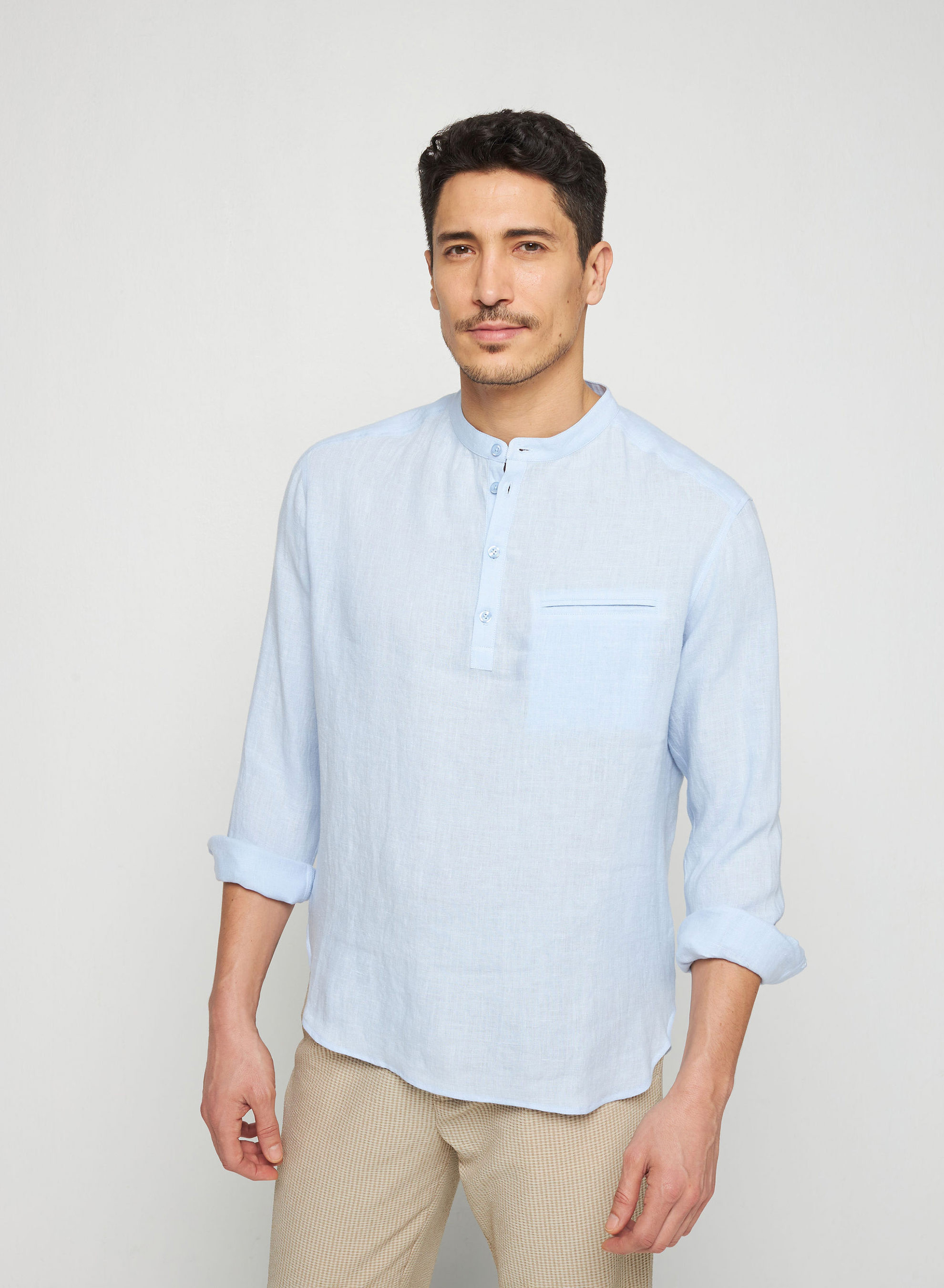 Chemise col tunisien en lin - Romeo