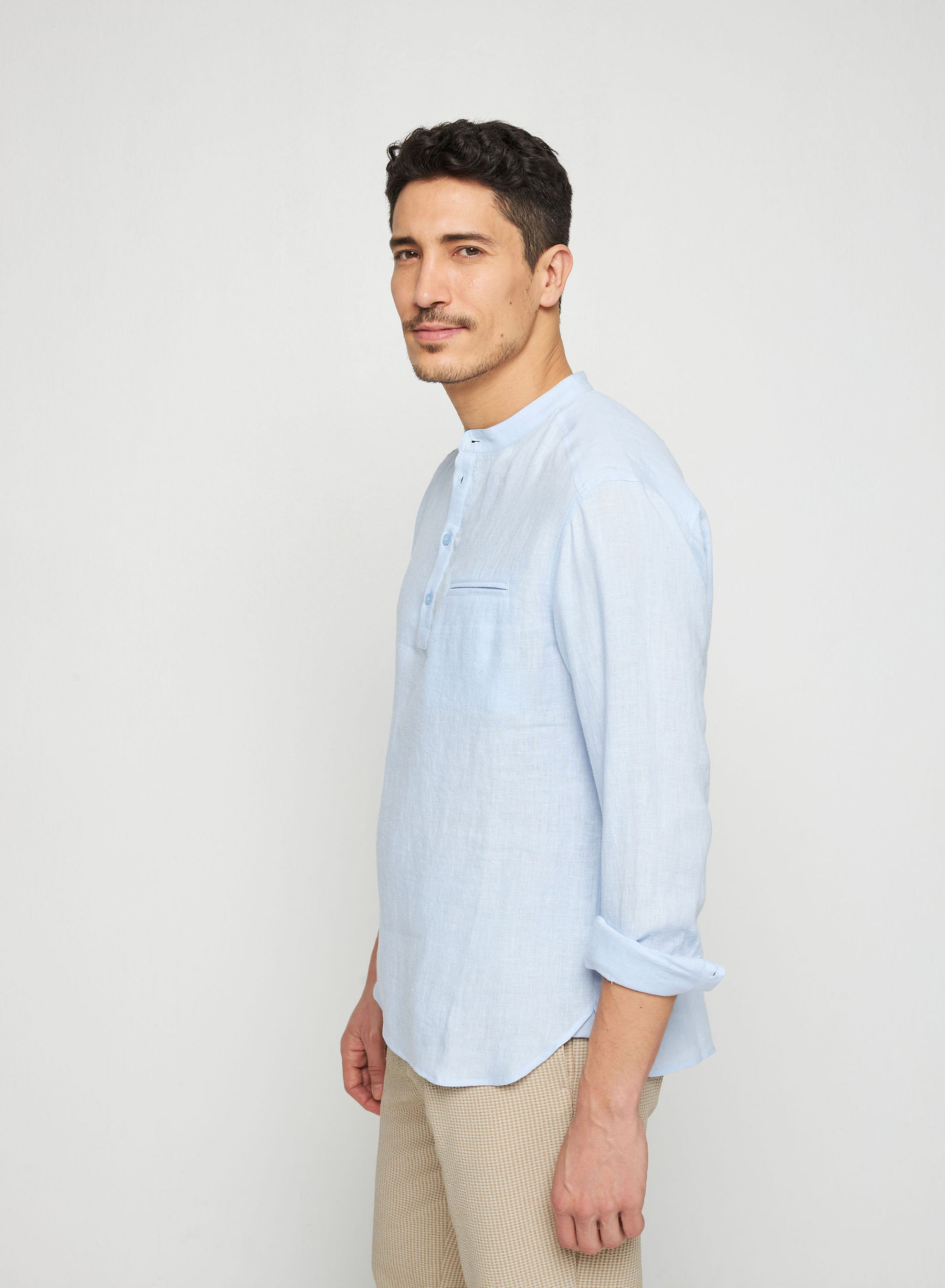 Chemise col tunisien en lin - Romeo