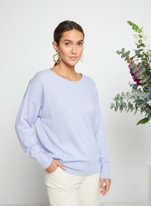 Pull col rond en cachemire light - Soraya 7642 horizon - 04 Bleu clair