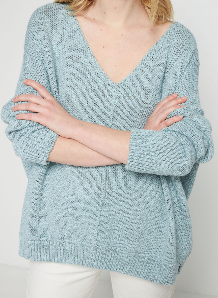 Pull ample coton et lin - Thalie  7644 lagon - 04 Bleu clair