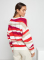 Pull à motifs en coton bio - Solal ecru/raphia/capucine/pivoine - 52 Rouge