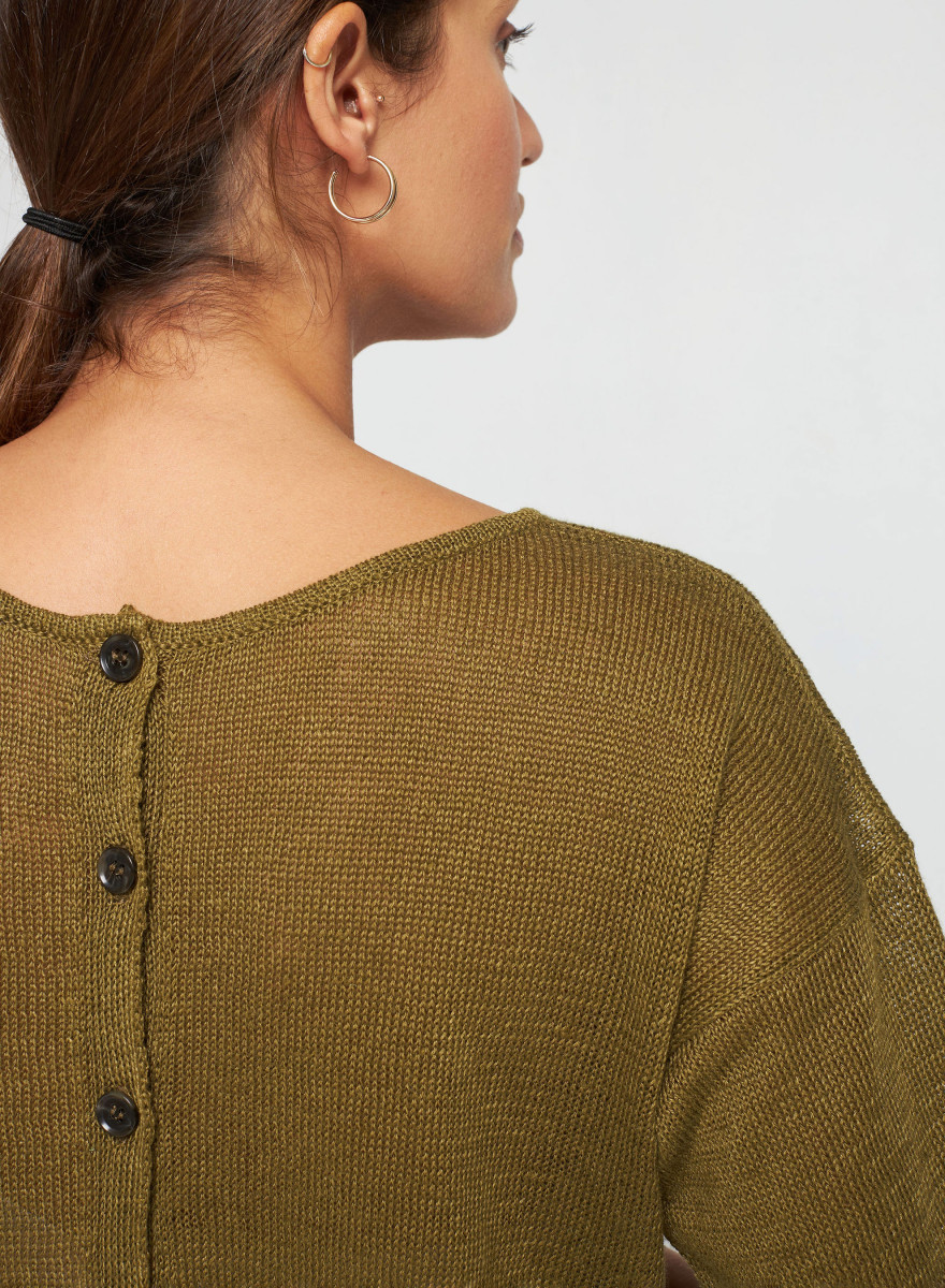 Linen Button Back T-Shirt - Tilla