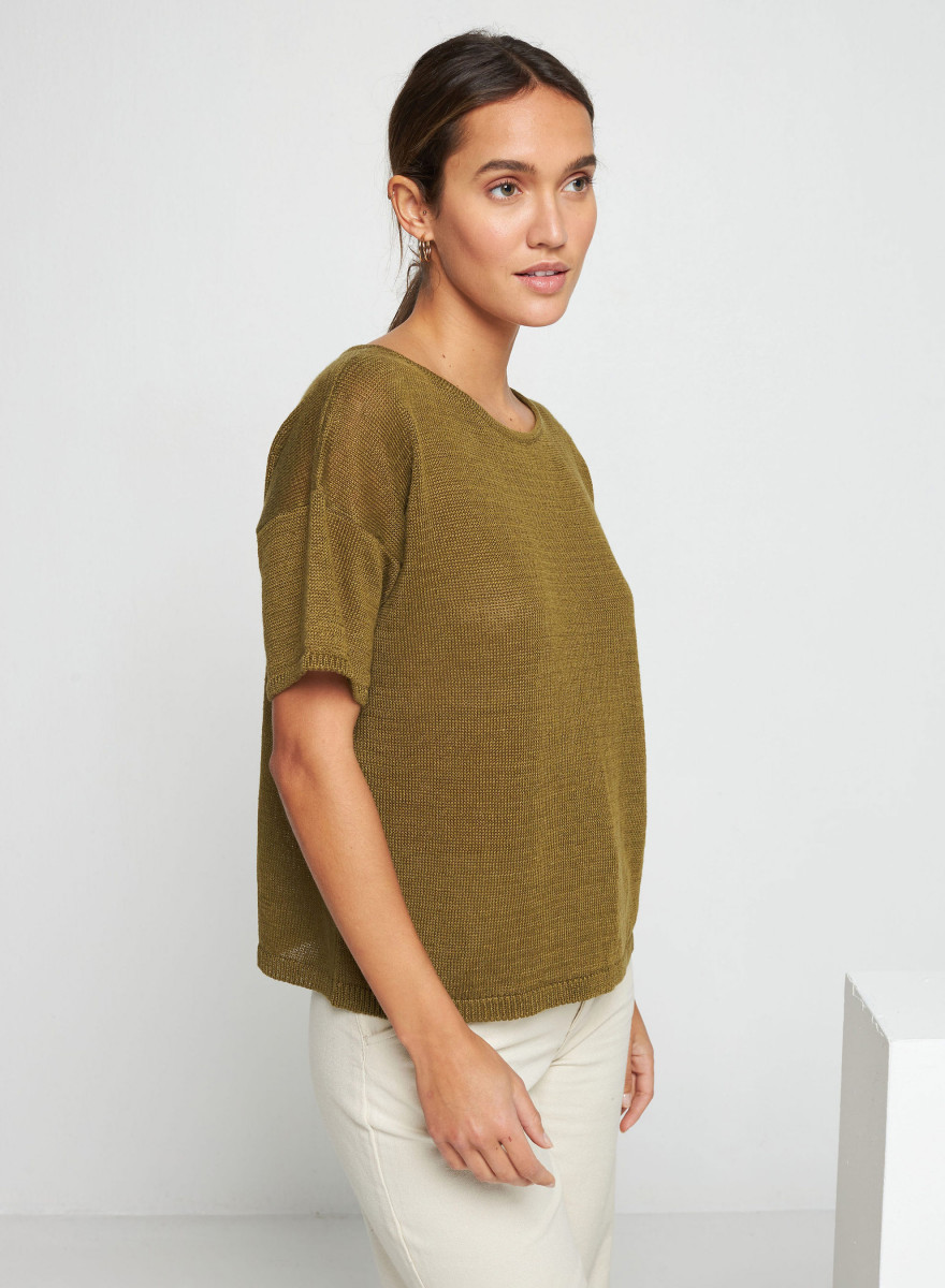 Linen Button Back T-Shirt - Tilla