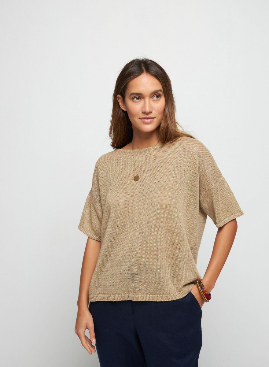Linen Button Back T-Shirt - Tilla
