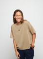 T-shirt boutonné à l'arrière en lin - Tilla 7620 raphia - 12 Beige clair
