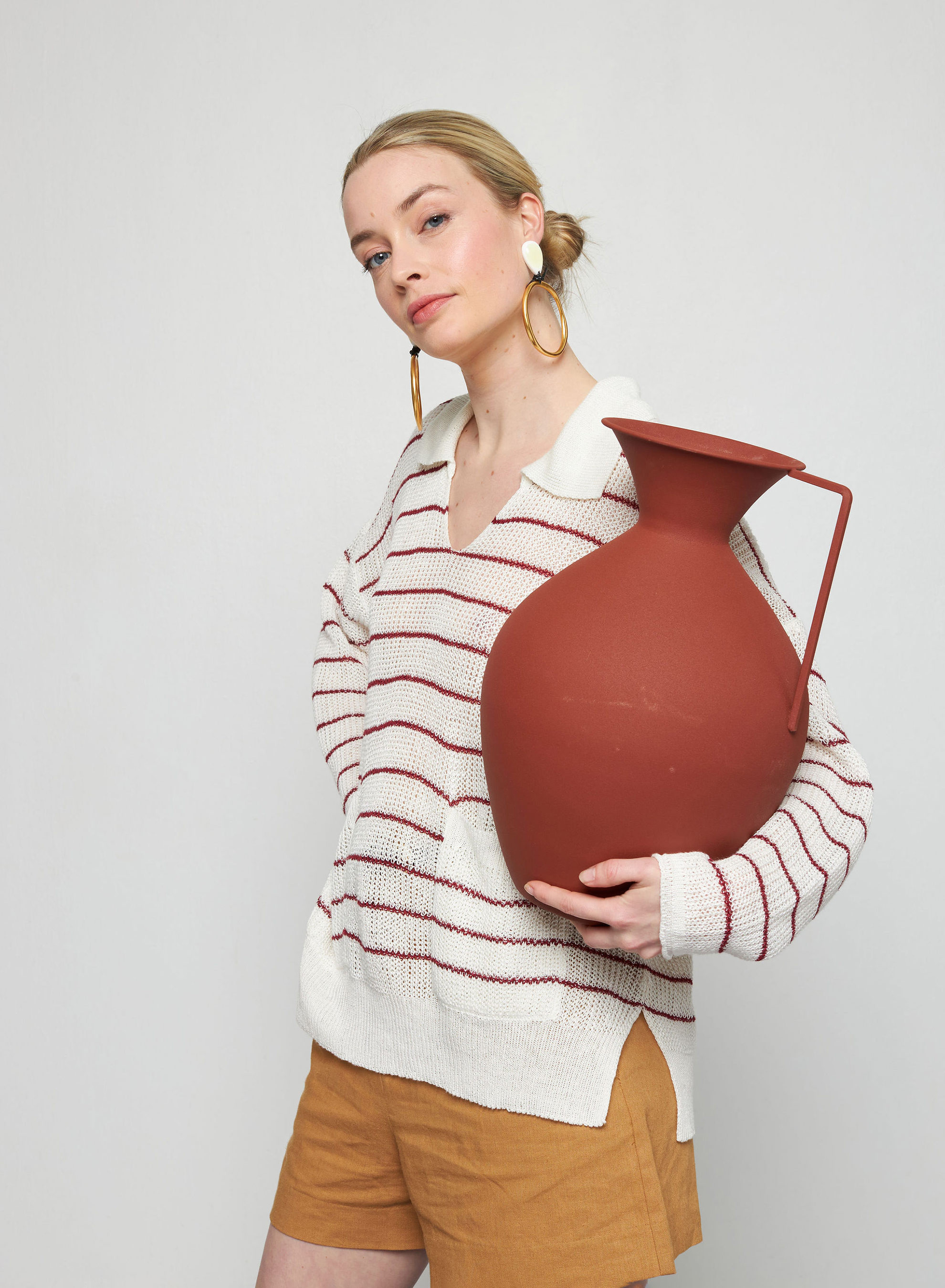 Loose linen polo neck sweater - Tiara