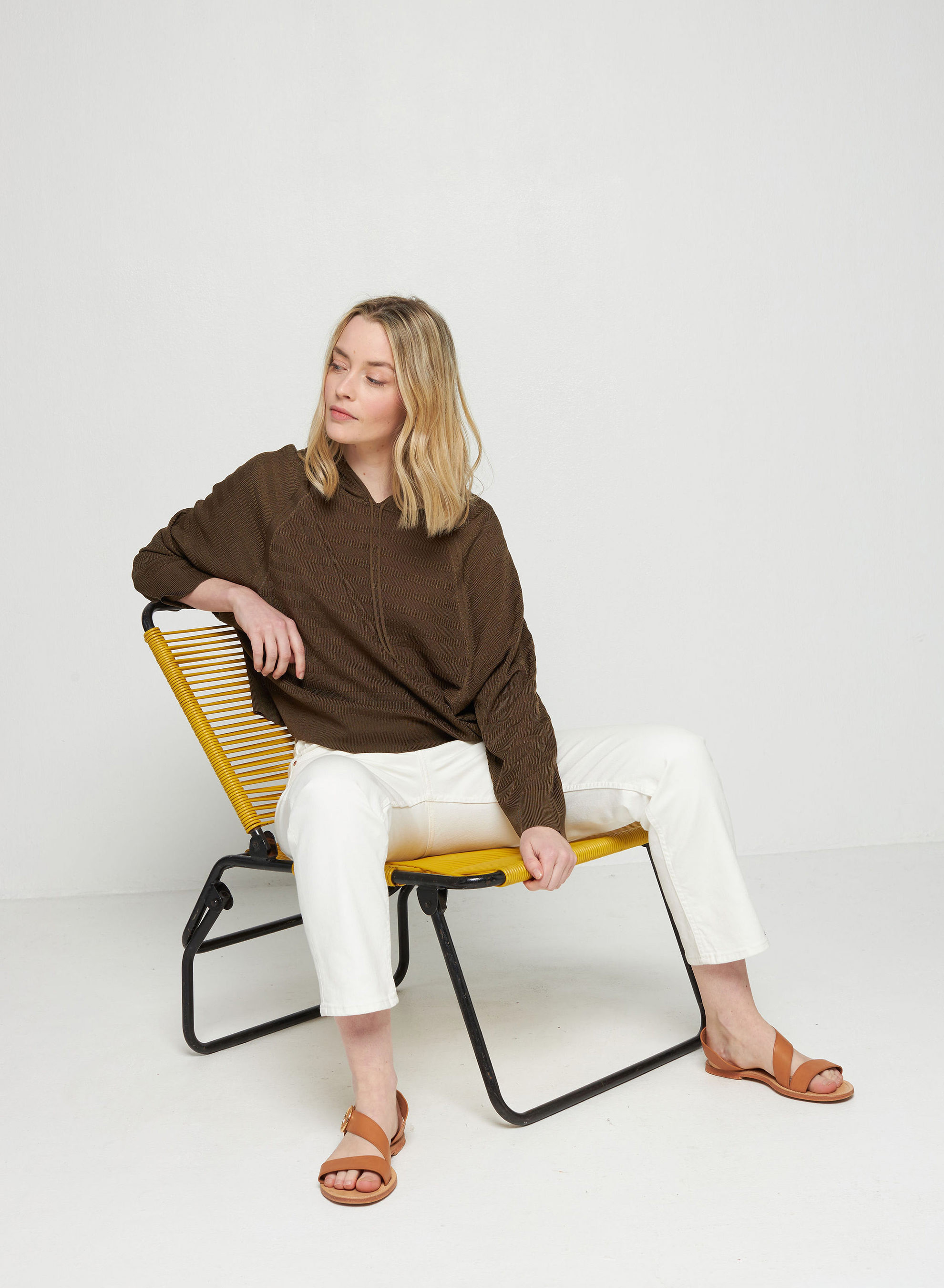 Hoodie à capuche en Fil Lumière - Sylla 7650 kaki - 83 Kaki