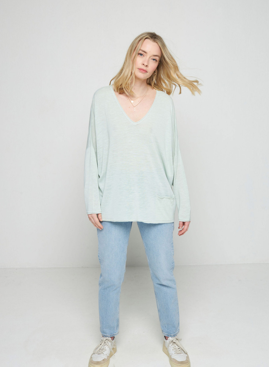 Camiseta folgada de linho com estampa slub - Balou