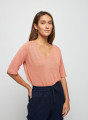 Flamed linen elbow sleeve t-shirt - Bonbon