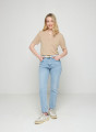 T-shirt col tunisien en lin flammé - Bohême 7620 raphia - 12 Beige clair