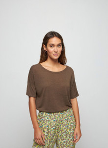 Flamed linen button back t-shirt - Tally