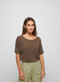 Flamed linen button back t-shirt - Tally
