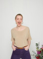 Flamed linen button back t-shirt - Tally