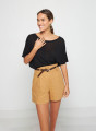 T-shirt boutonné dans le dos en lin flammé - Tally 7610 noir - 01 Noir