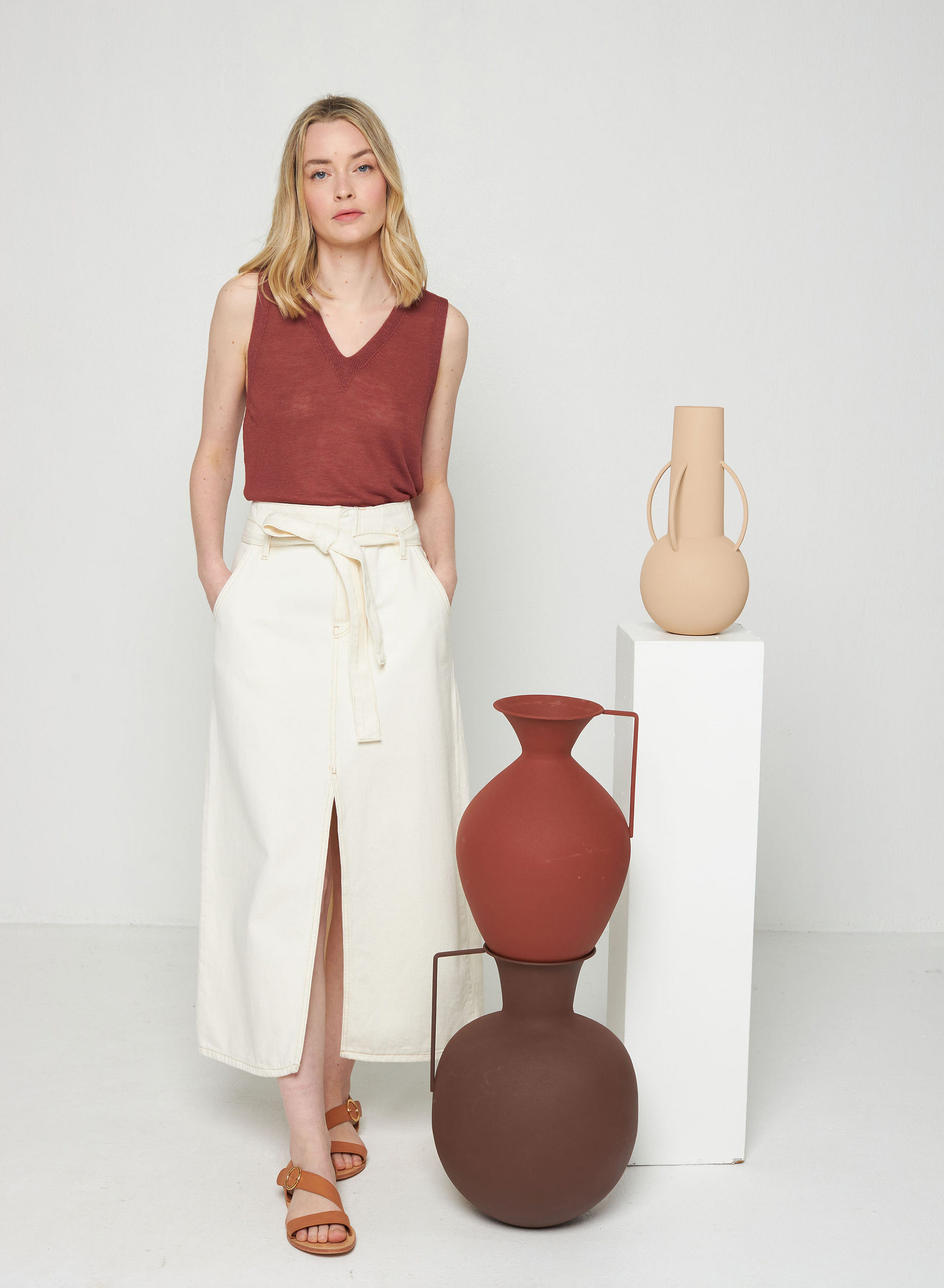 Slub linen tank top - Tahiti