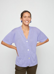 Gilet manches courtes en lin flammé - Tanya 7690 lavande - 16 Violet clair