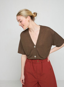 Short sleeves flamed linen cardigan - Tanya
