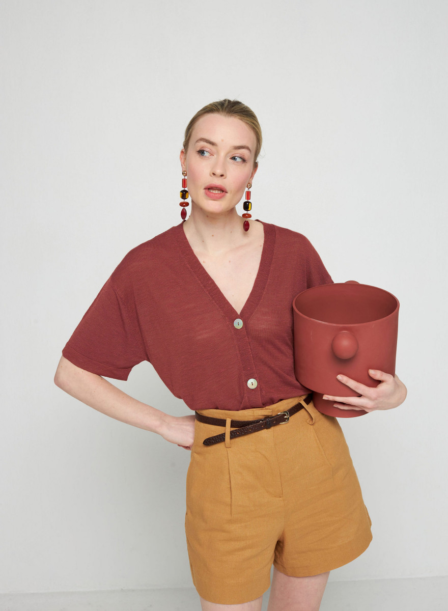 Colete de linho de manga curta - Tanya