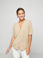 Gilet manches courtes en lin flammé - Tanya 7620 raphia - 12 Beige clair
