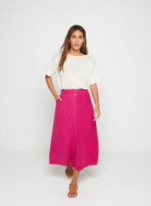 Long linen skirt with buttons - Tourya