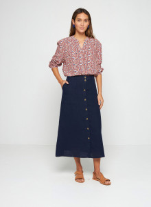Long linen skirt with buttons - Tourya