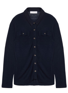 Chemise boutonnée en lin flammé - Randy 7640 marine - 05 Bleu marine