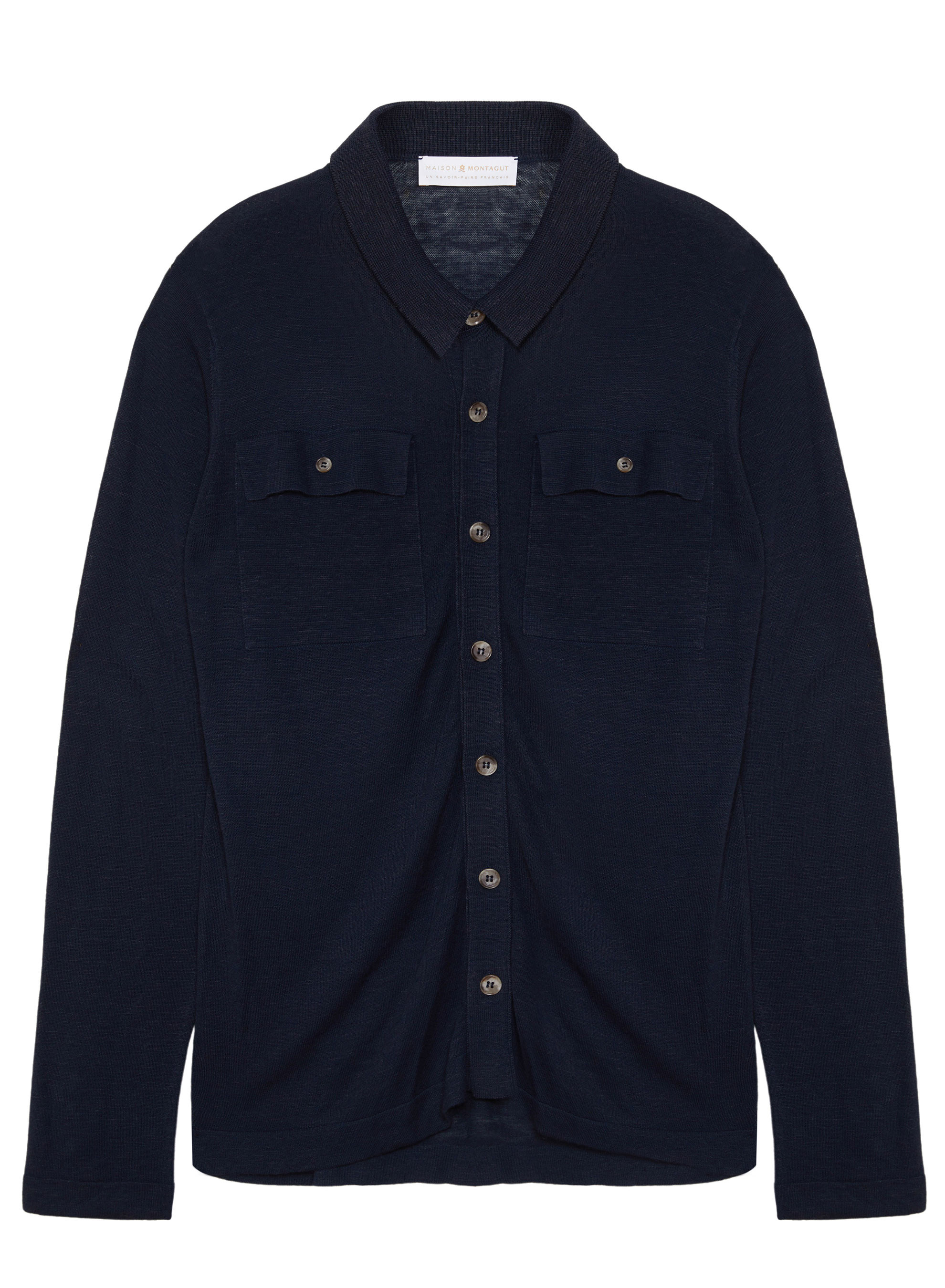 Chemise boutonnée en lin flammé - Randy 7640 marine - 05 Bleu marine