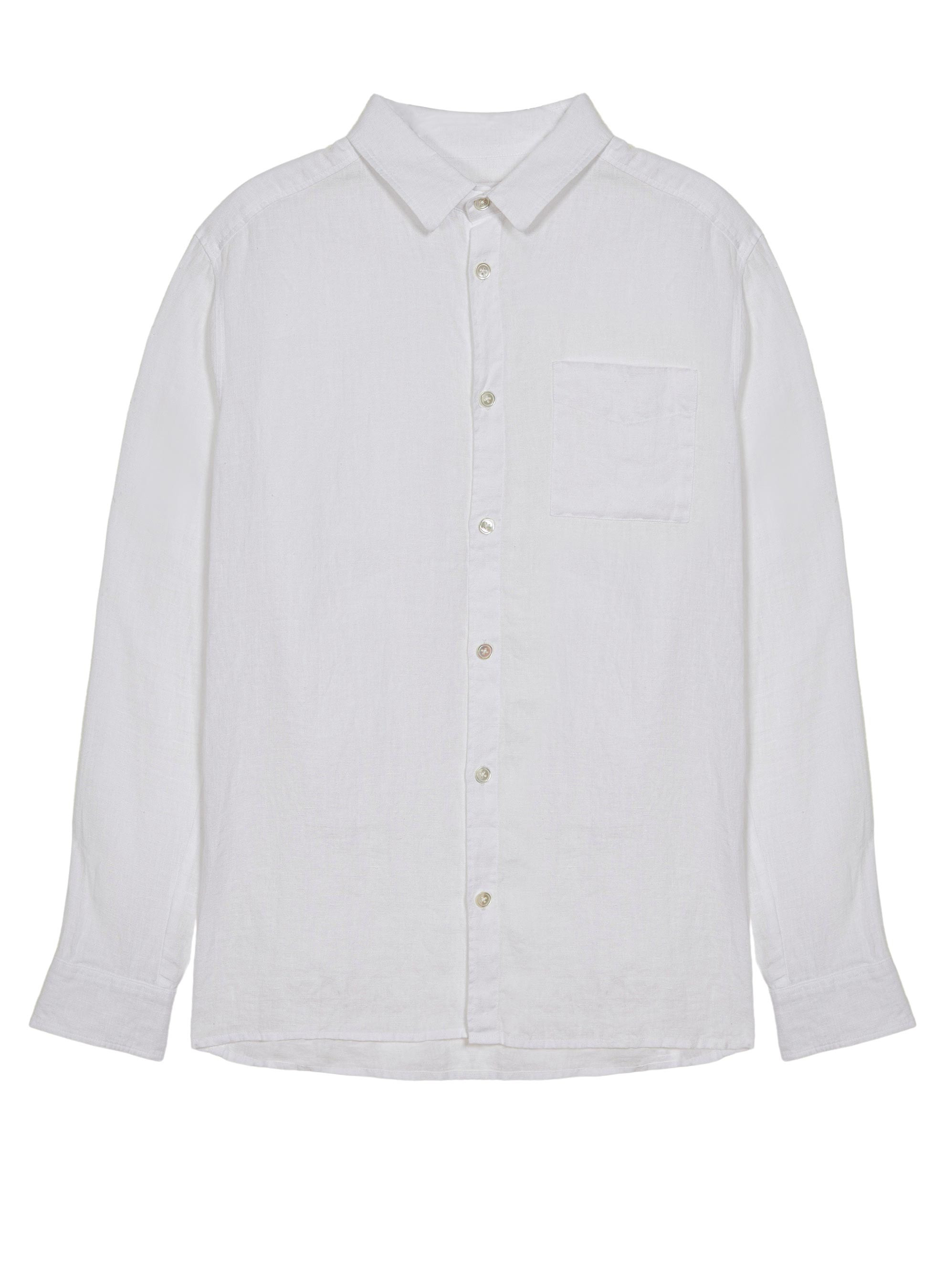 Chemise manches longues en lin - Robin 7600 blanc - 02 Blanc