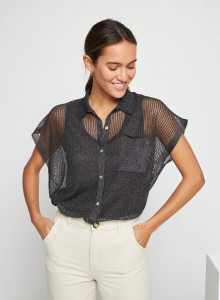 Short-sleeved blouse with iridescent effect - Stacy