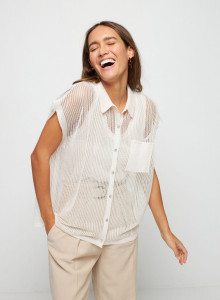 Short-sleeved blouse with iridescent effect - Stacy