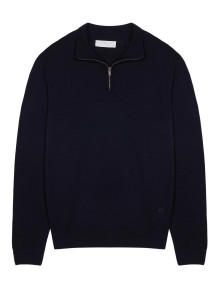 Trucker neck sweater with logo in merino wool - Ryan