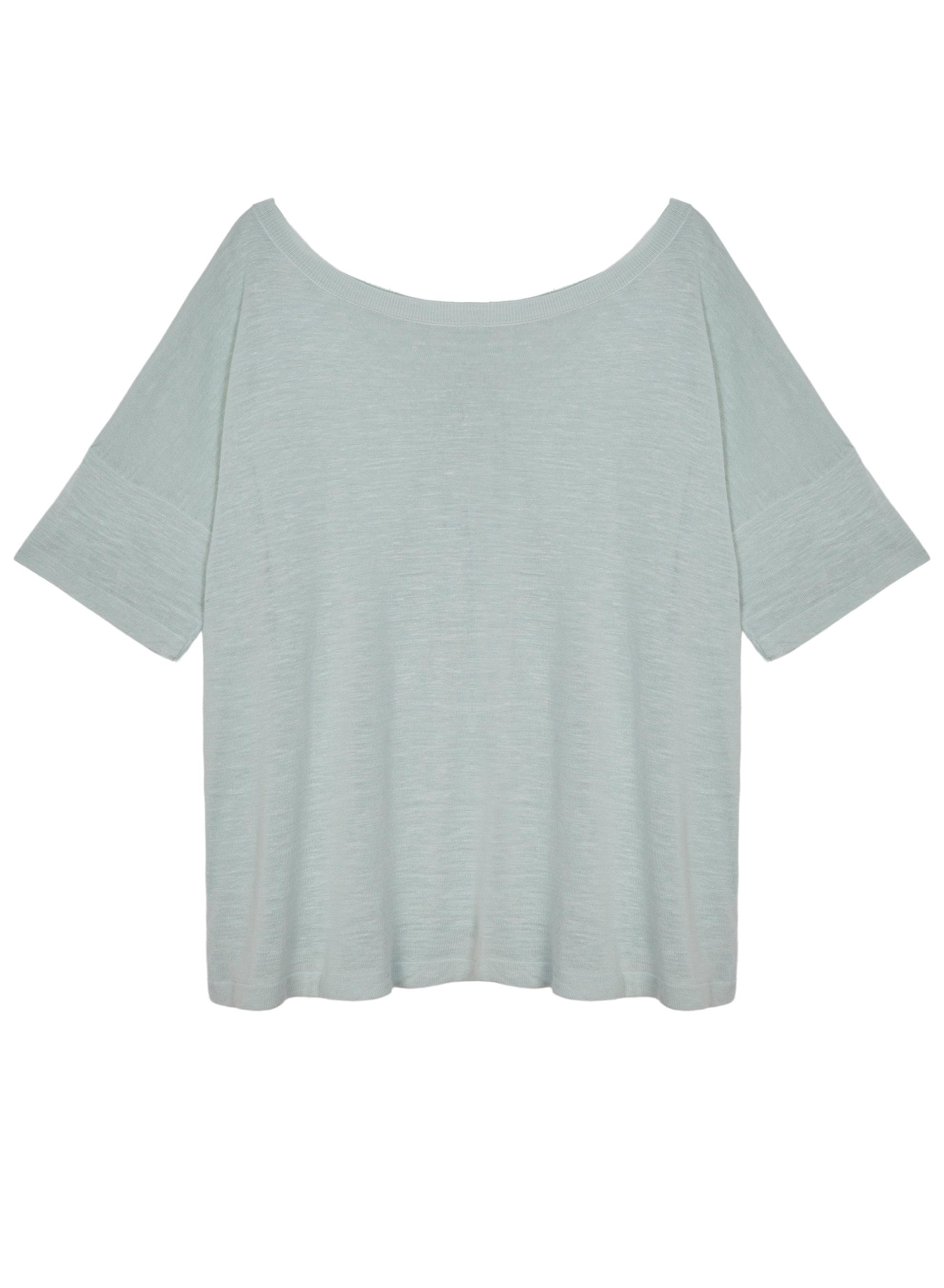 T-shirt boutonné dans le dos en lin flammé - Tally 7651 sauge - 23 Vert clair