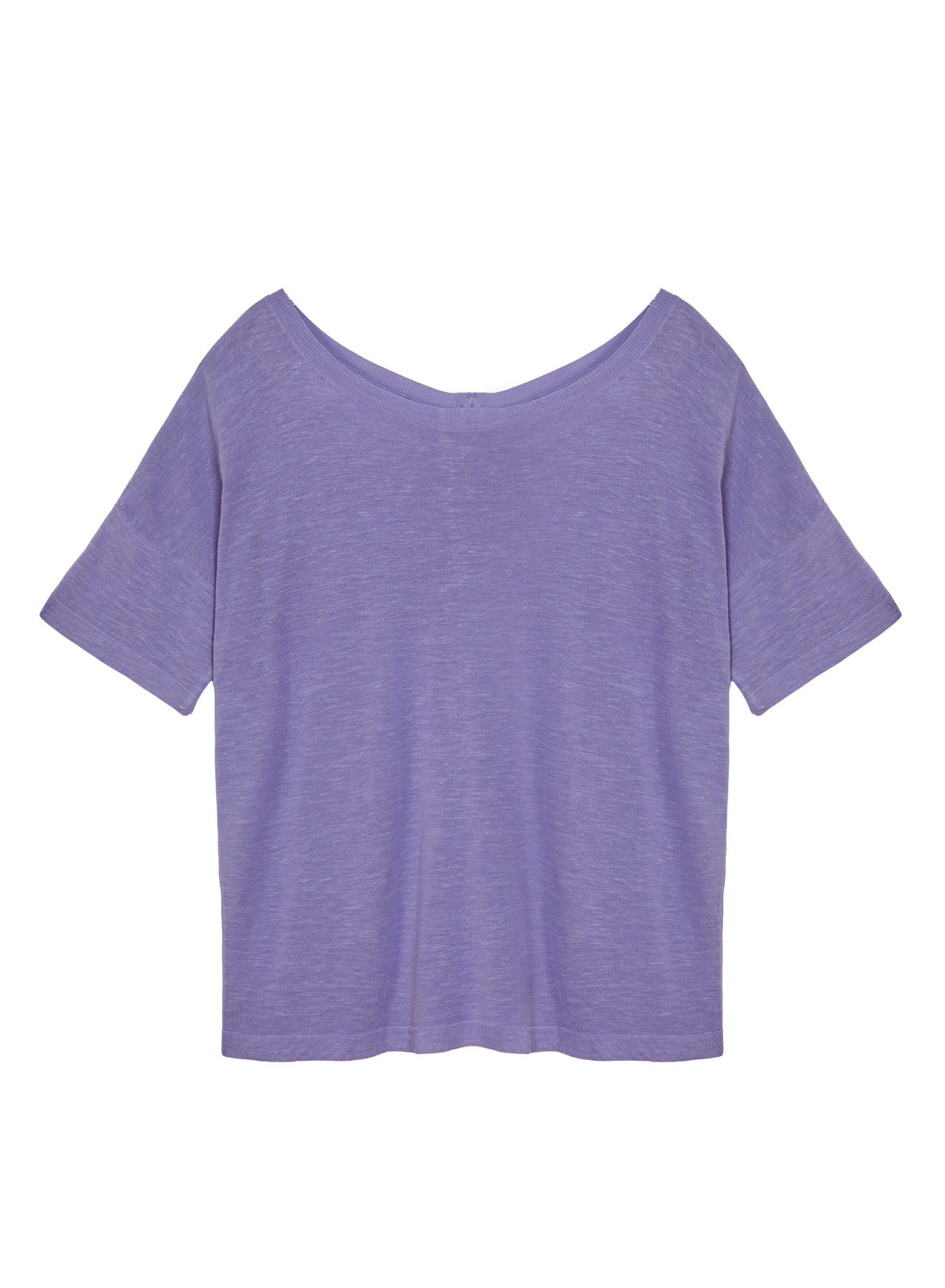 Flamed linen button back t-shirt - Tally