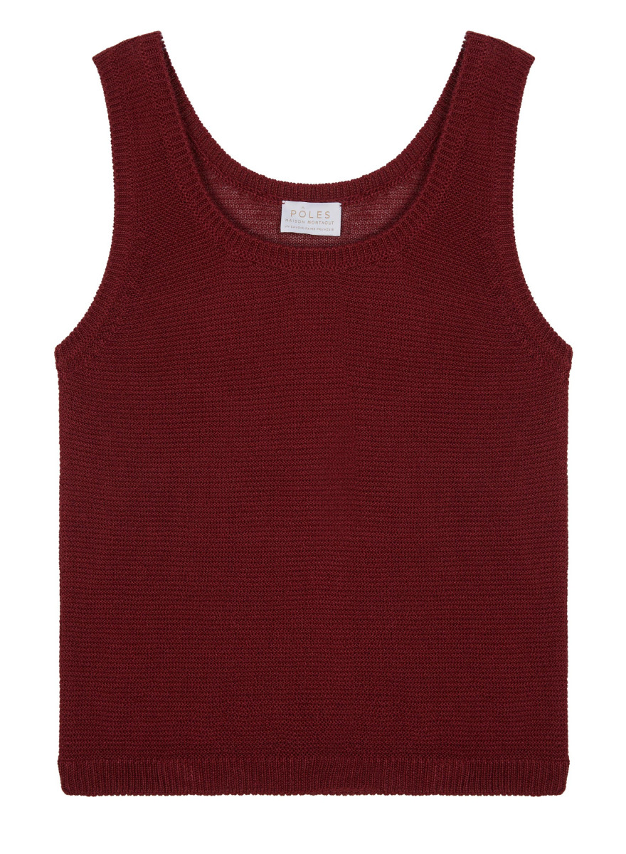 Round neck tank top in linen - Tina