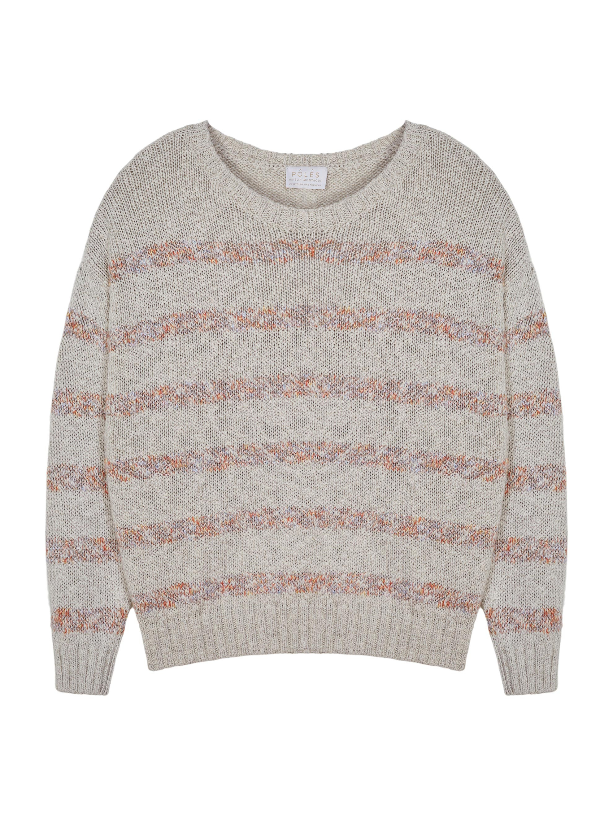Pull rayé en coton et lin - Thildie 7717 ecru - 82 Ecru