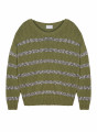 Pull rayé en coton et lin - Thildie 7718 olive - 22 Vert moyen