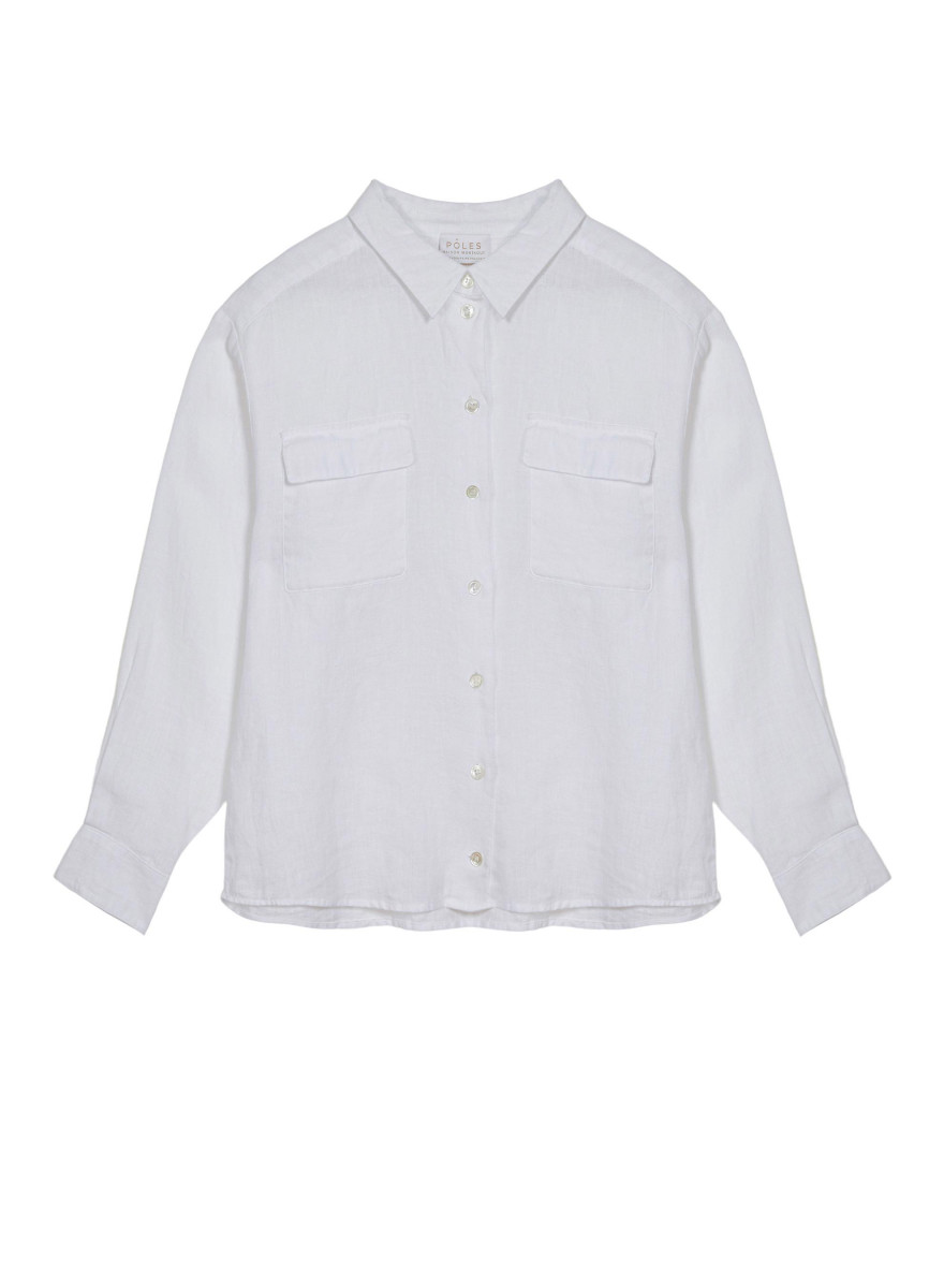 Chemise manches longues chaine en lin - Tonya 7600 blanc - 02 Blanc
