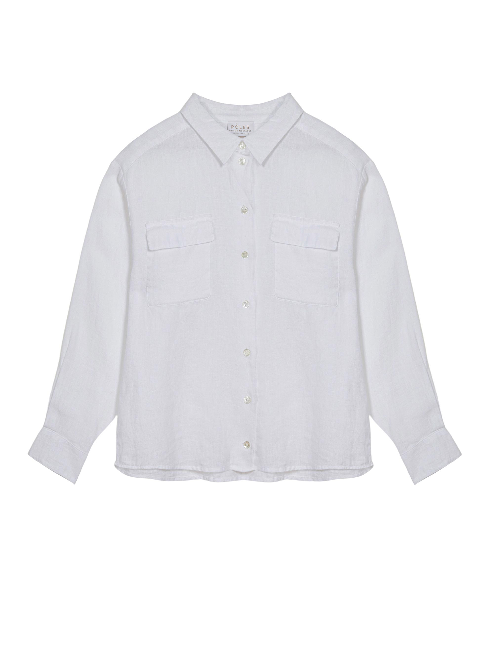 Chemise manches longues chaine en lin - Tonya 7600 blanc - 02 Blanc