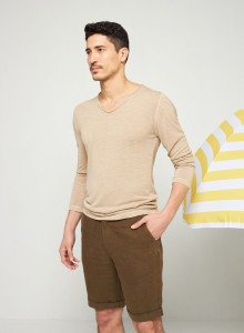Slub linen and linen V-neck sweater -Blayne