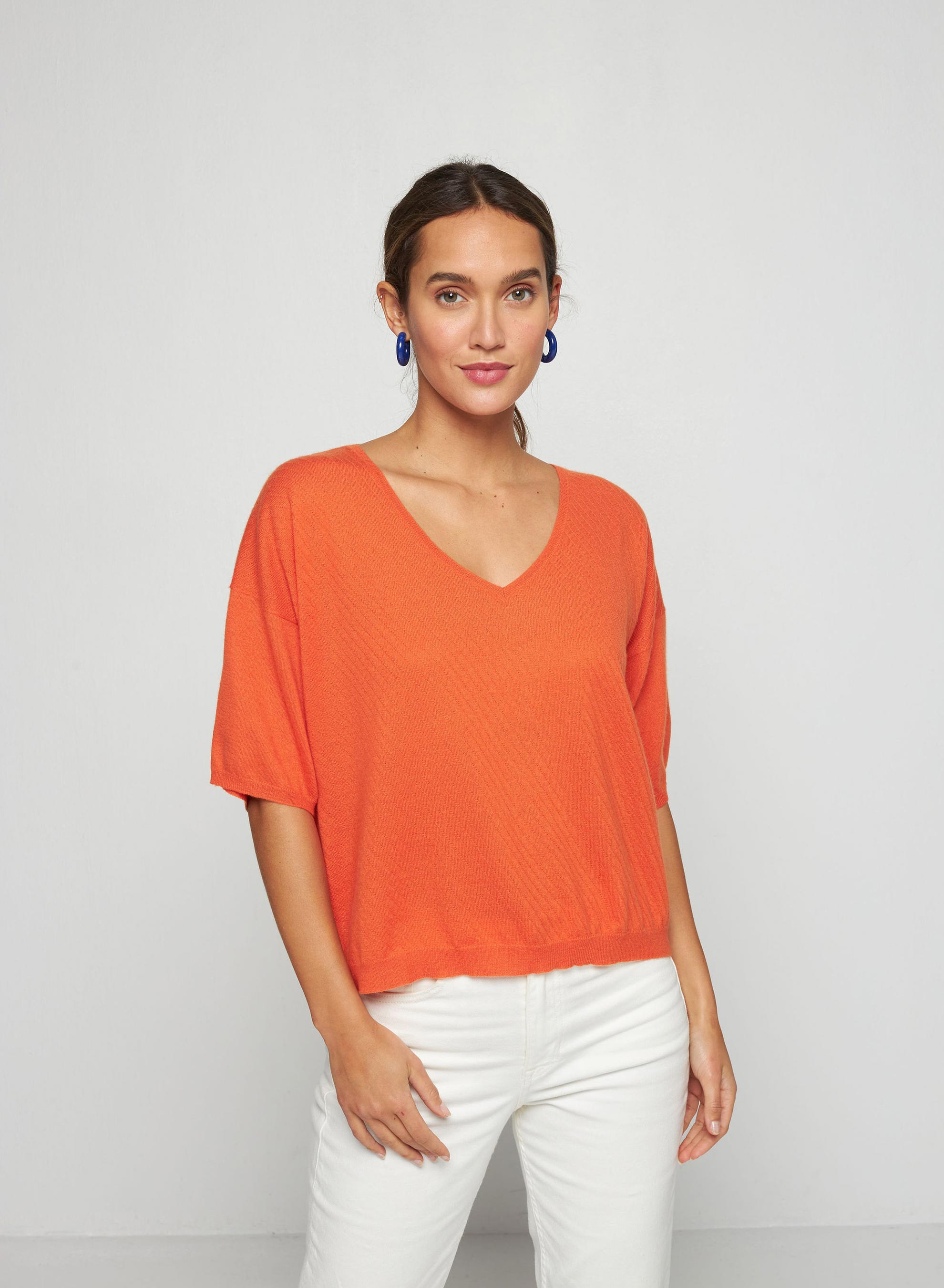 Light cashmere elbow sleeve T-shirt - Solange