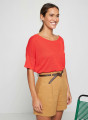 T-shirt boutonné dans le dos en lin flammé - Tally 7680 capucine - 15 Orange